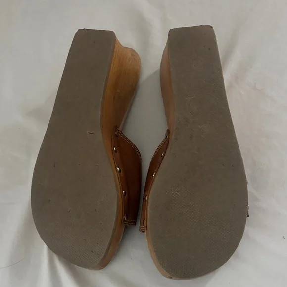 Steve Madden Brown Leather heel Slide Mules with Buckle - Picture 4 of 5